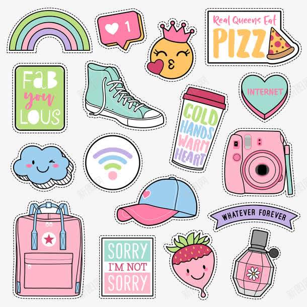 免摳PNG旅行用品卡通圖形 平面電商與動漫設計的創意素材庫